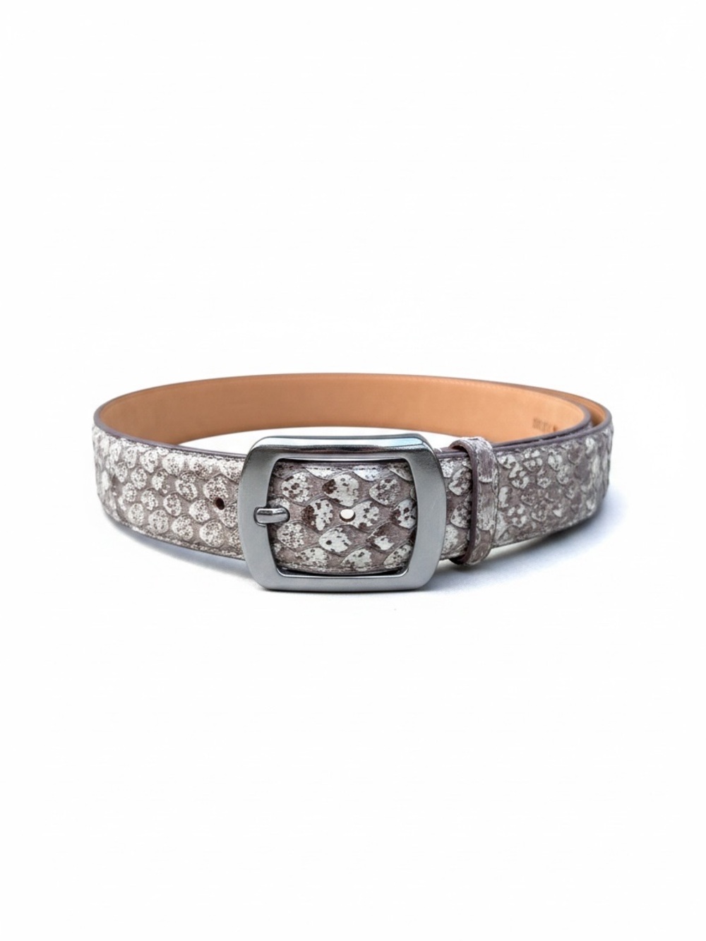 Vero Pitone real python Leather Belt with Silver Buckle made in Italy